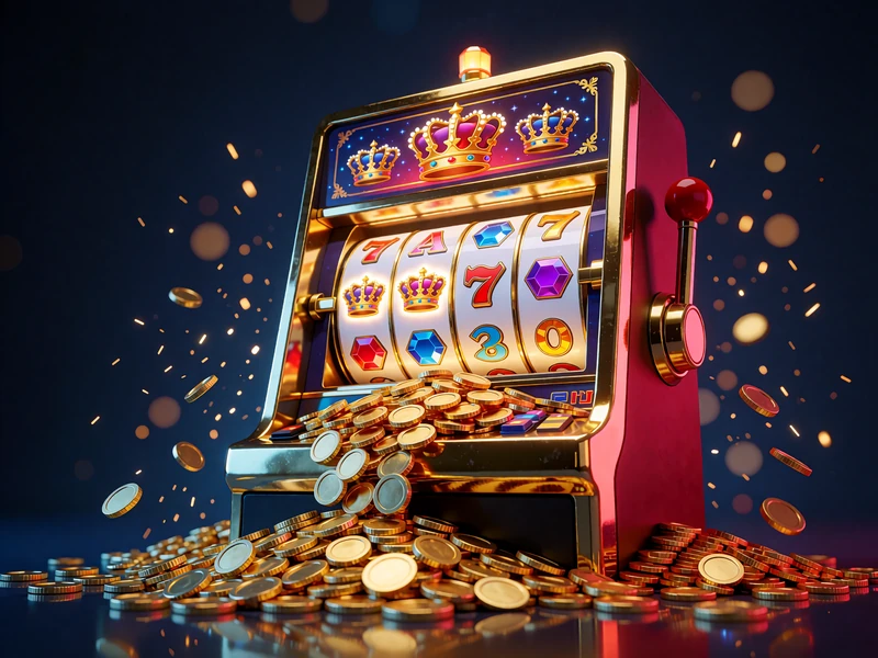 Złoty automat z kaskadą monet i symbolami korony - kategoria jackpot w OnlySpins Casino